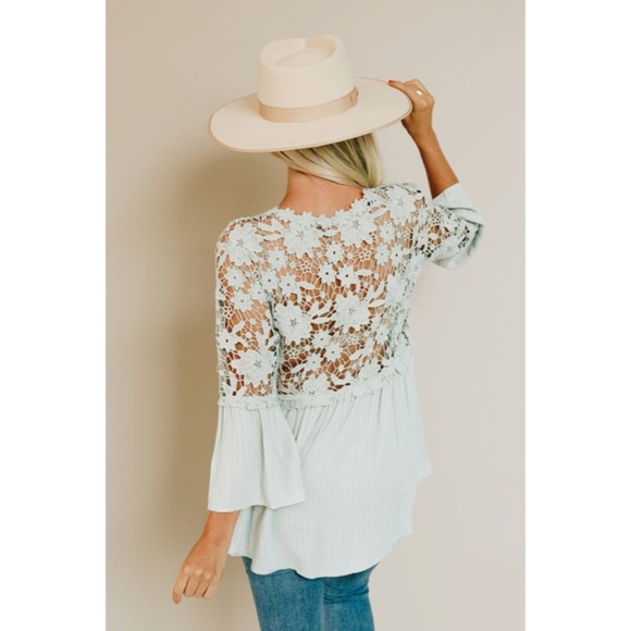 SOLD OUT White Boho Crochet Lace Button Up Blouse Top - Picture 5 of 6